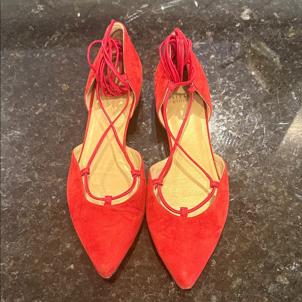 Stuart Weitzman Lace Up Flats